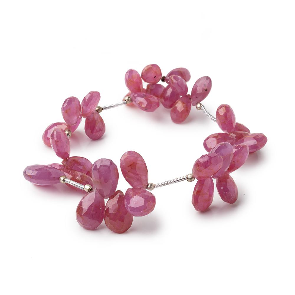 7x6-13x8mm Ruby Faceted Pear Beads 8 inch 28 pieces AA - Beadsofcambay.com