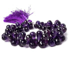 9x6-13x9mm Amethyst Tear Drop Briolette Beads 7.5 inch 68 pieces - Beadsofcambay.com