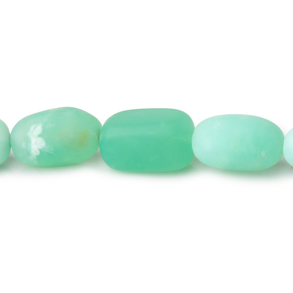 9x6-15x10mm Matte Tanzanian Green Opal Plain Nugget Beads 18 inch 36 pieces - Beadsofcambay.com