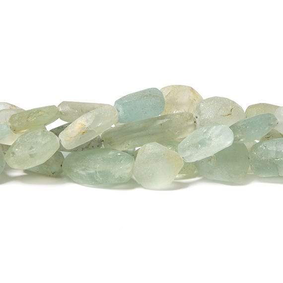 9x6-15x9mm Frosted Aquamarine & Yellow Beryl plain nugget Beads 8 inch 16 pcs - Beadsofcambay.com
