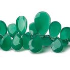 9x6-17x11mm Green Onyx Bezel Faceted Pear Beads 8 inch 66 pieces - Beadsofcambay.com
