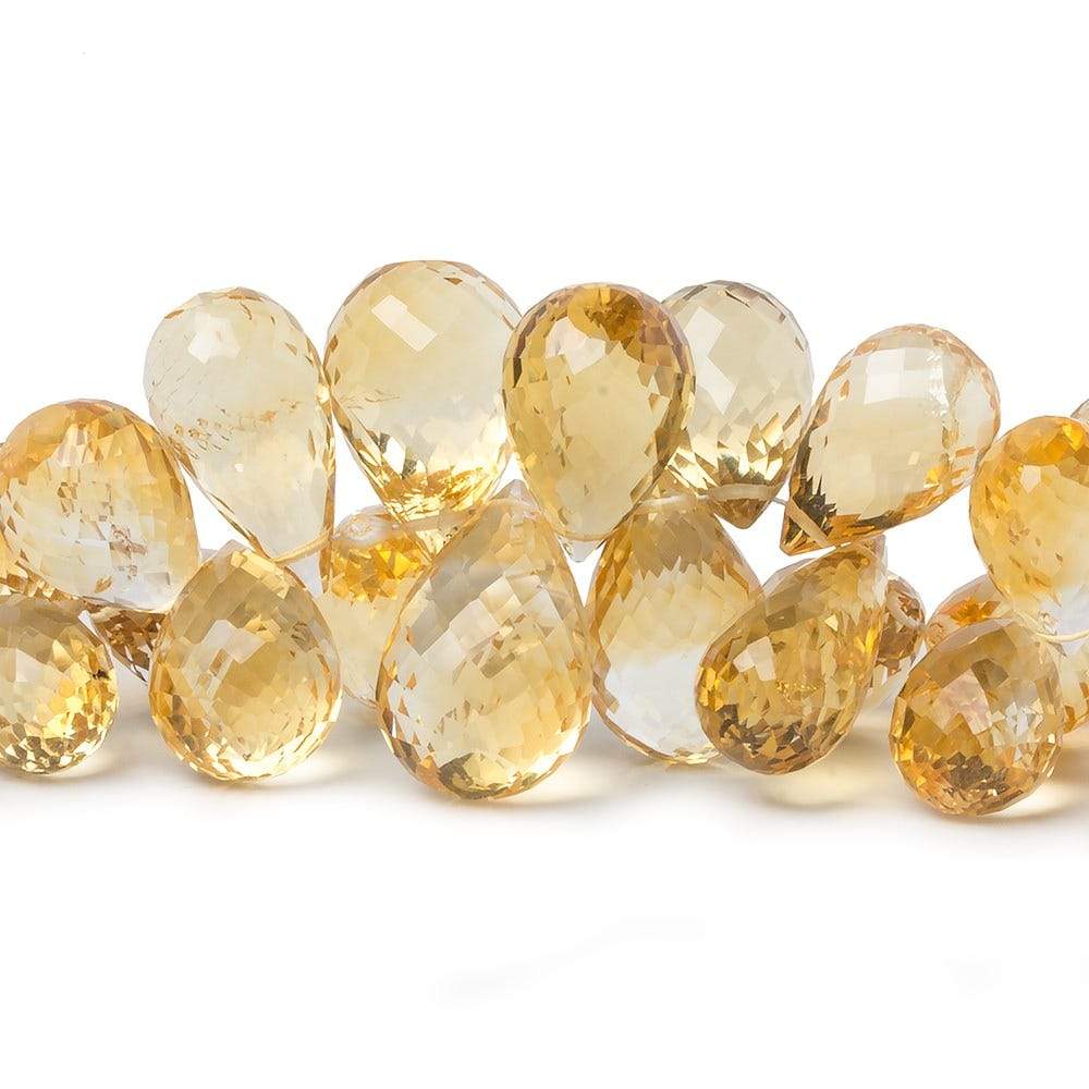 9x6-18x11mm Citrine Tear Drop Briolette 8 inch 65 pieces - Beadsofcambay.com