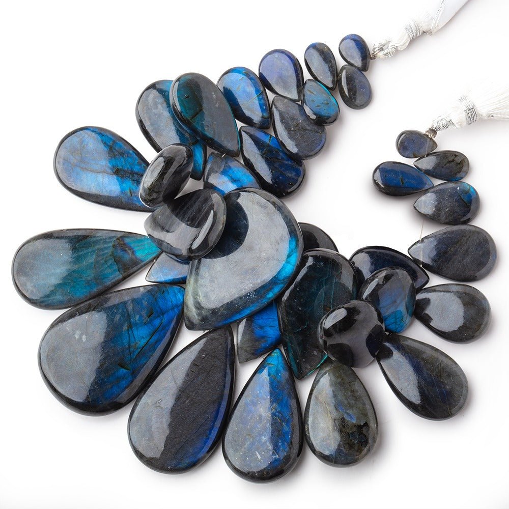 9x6-36x24mm Black Labradorite Plain Pear Beads 7 inch 33 pieces AA - Beadsofcambay.com