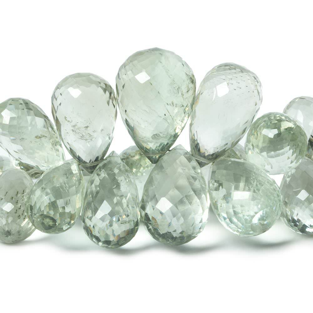 9x6mm-19x13mm Praisiolite Faceted Tear Drop Beads 7.5 inch 57 pieces AA - Beadsofcambay.com