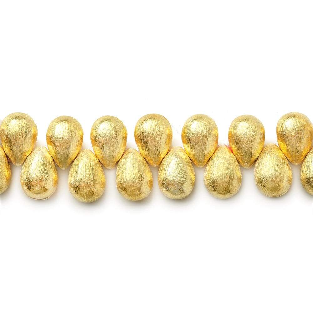 9x6mm 22kt Gold plated Copper Brushed Tear Drop Beads 8 inch 52 pieces - Beadsofcambay.com