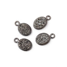 9x6mm Black Gold Bezel Metallic Platinum Drusy Oval Pendant Set of 4 Pieces - Beadsofcambay.com