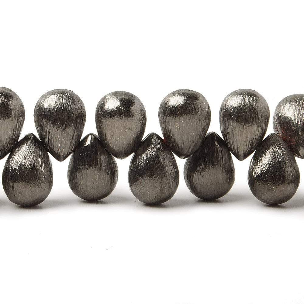 9x6mm Black Gold plated Copper Brushed Tear Drop Beads 8 inch 52 pieces - Beadsofcambay.com