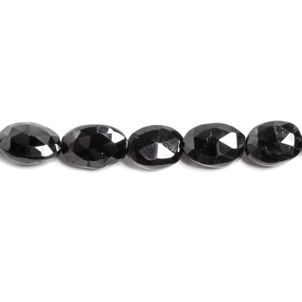9x6mm Black Spinel Straight Drill Faceted Oval 16 inches 40 pcs - Beadsofcambay.com