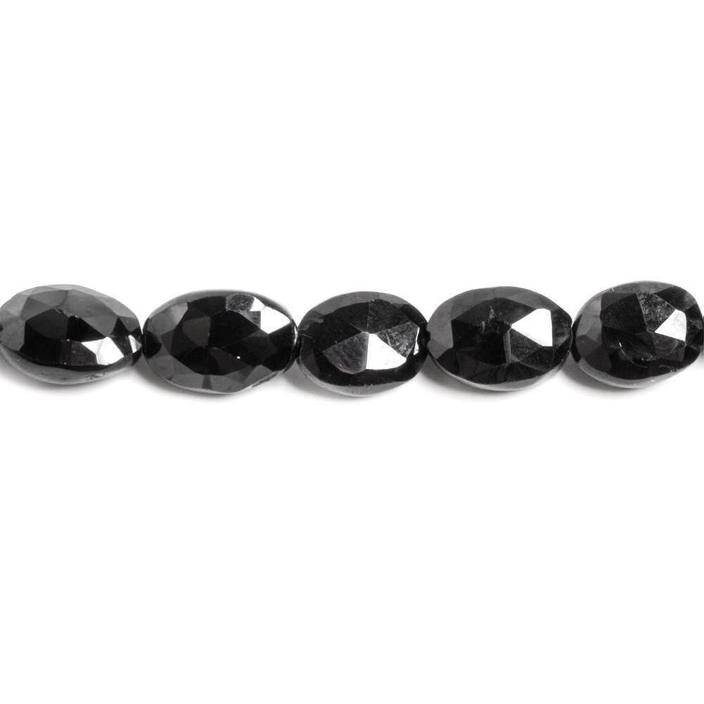 9x6mm Black Spinel Straight Drill Faceted Oval 16 inches 40 pcs - Beadsofcambay.com