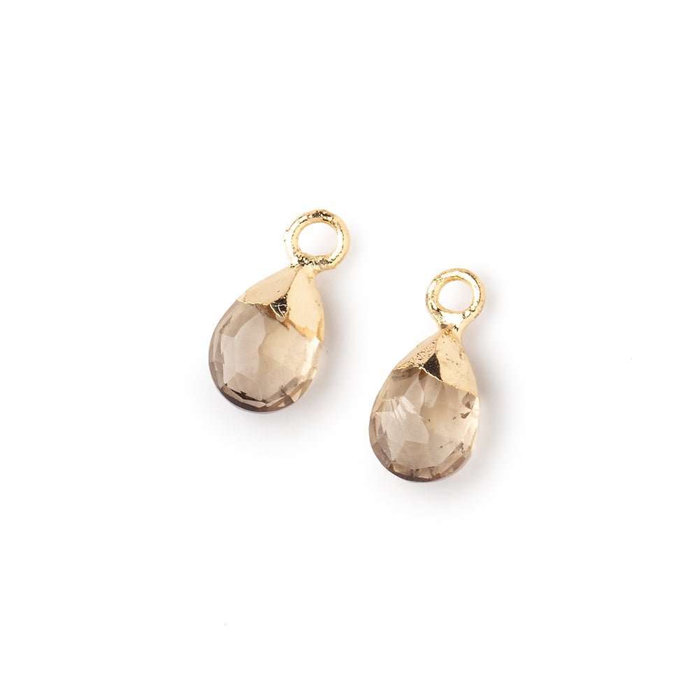 9x6mm Gold Leafed Ametrine Faceted Pear Set of 2 Focal Pendants - Beadsofcambay.com