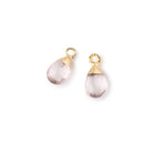 9x6mm Gold Leafed Rose Quartz Faceted Pear Set of 2 Pendants - Beadsofcambay.com