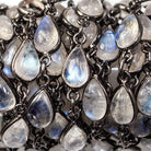 9x6mm Rainbow Moonstone Black Gold Bezel Chain by the foot - Beadsofcambay.com