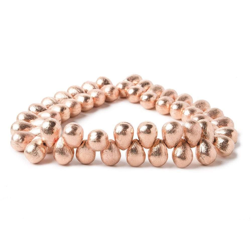 9x6mm Rose Gold plated Copper Brushed Tear Drop Beads 8 inch 52 pieces - Beadsofcambay.com