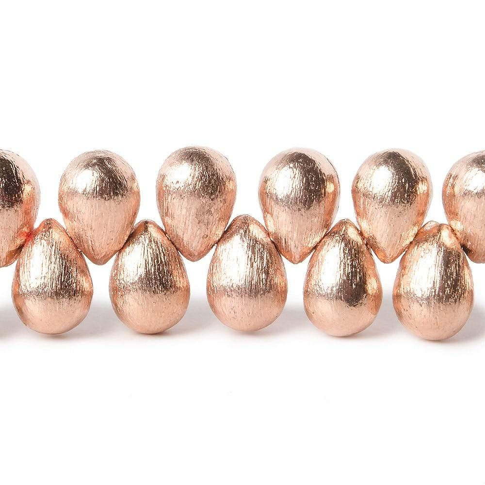 9x6mm Rose Gold plated Copper Brushed Tear Drop Beads 8 inch 52 pieces - Beadsofcambay.com