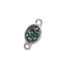 9x6mm Silver .925 Bezel Mystic Mermaid Green Drusy Oval Connector 1 piece - Beadsofcambay.com