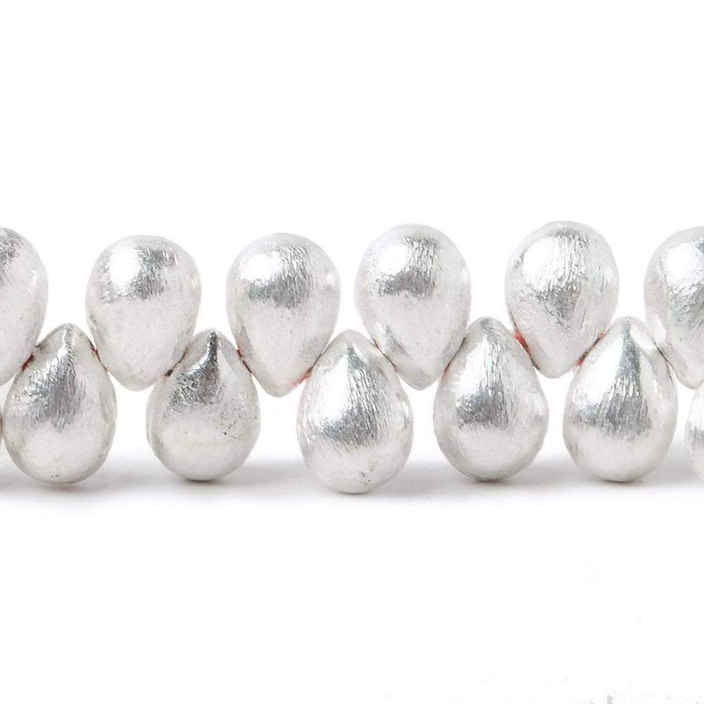 9x6mm Sterling Silver plated Copper Brushed Tear Drop Beads 8 inch 52 pcs - Beadsofcambay.com
