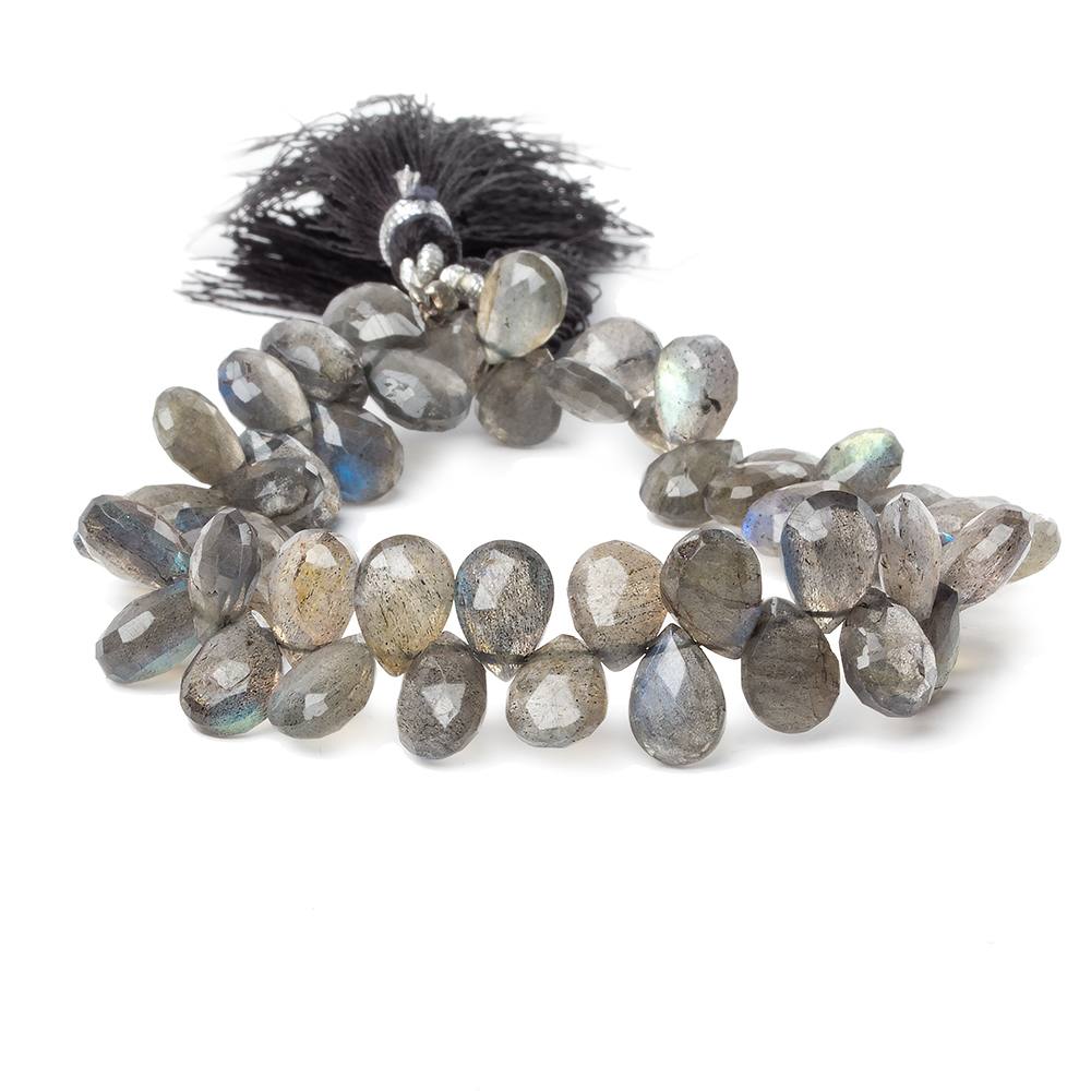 9x7-10x7mm Labradorite faceted pear briolette beads 8 inch 50 pieces A - Beadsofcambay.com