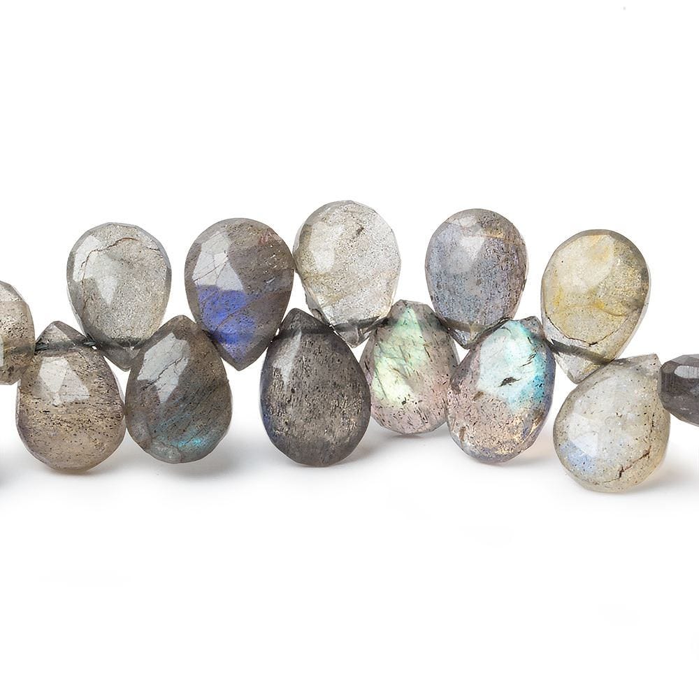 9x7-10x7mm Labradorite faceted pear briolette beads 8 inch 50 pieces A - Beadsofcambay.com