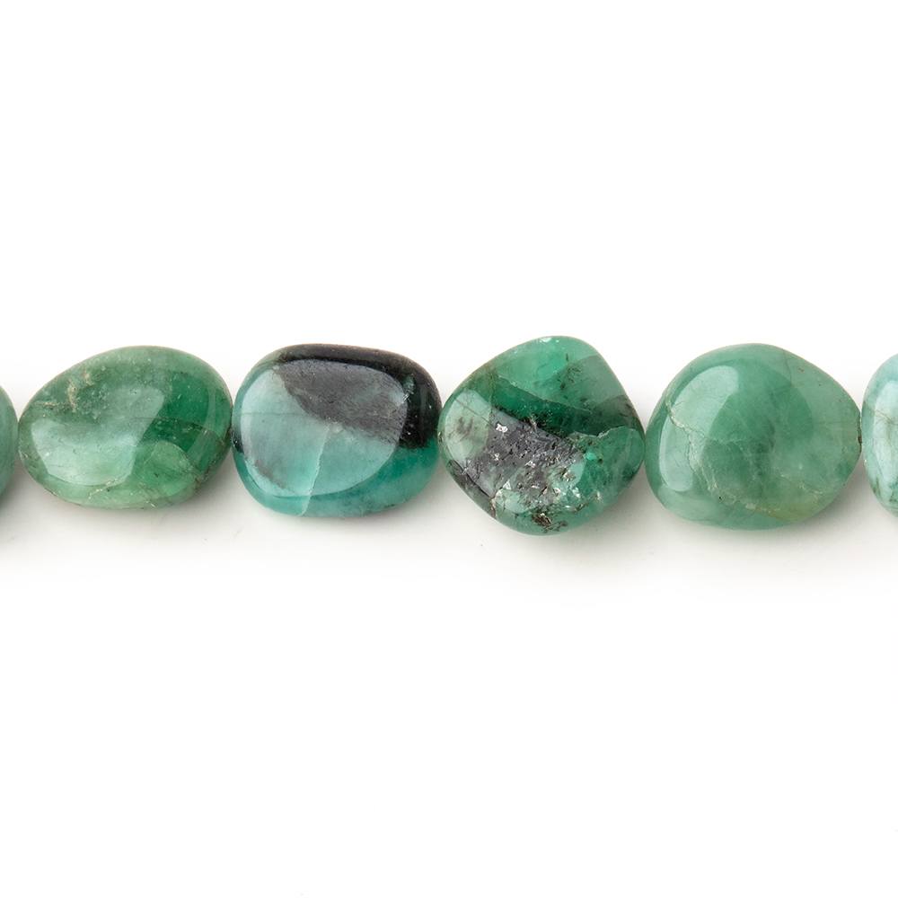 9x7-10x8mm Emerald Plain Nugget Beads 9 inch 21 pieces - Beadsofcambay.com
