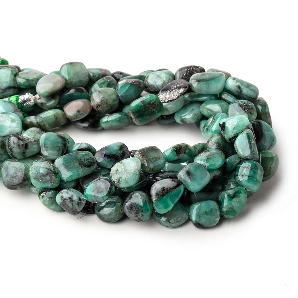 9x7-10x8mm Emerald Plain Nugget Beads 9 inch 21 pieces - Beadsofcambay.com