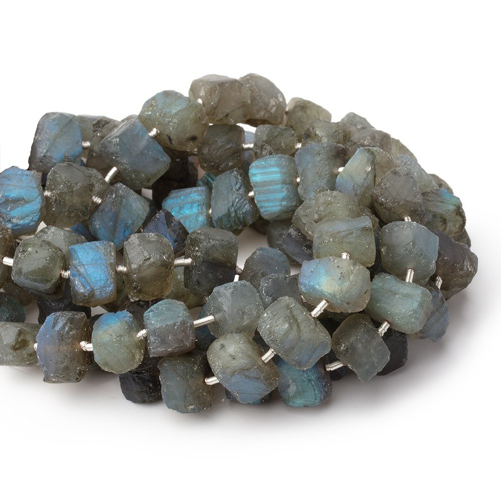 9x7-10x8mm Matte Labradorite Nuggets 7 inch 20 Beads - Beadsofcambay.com