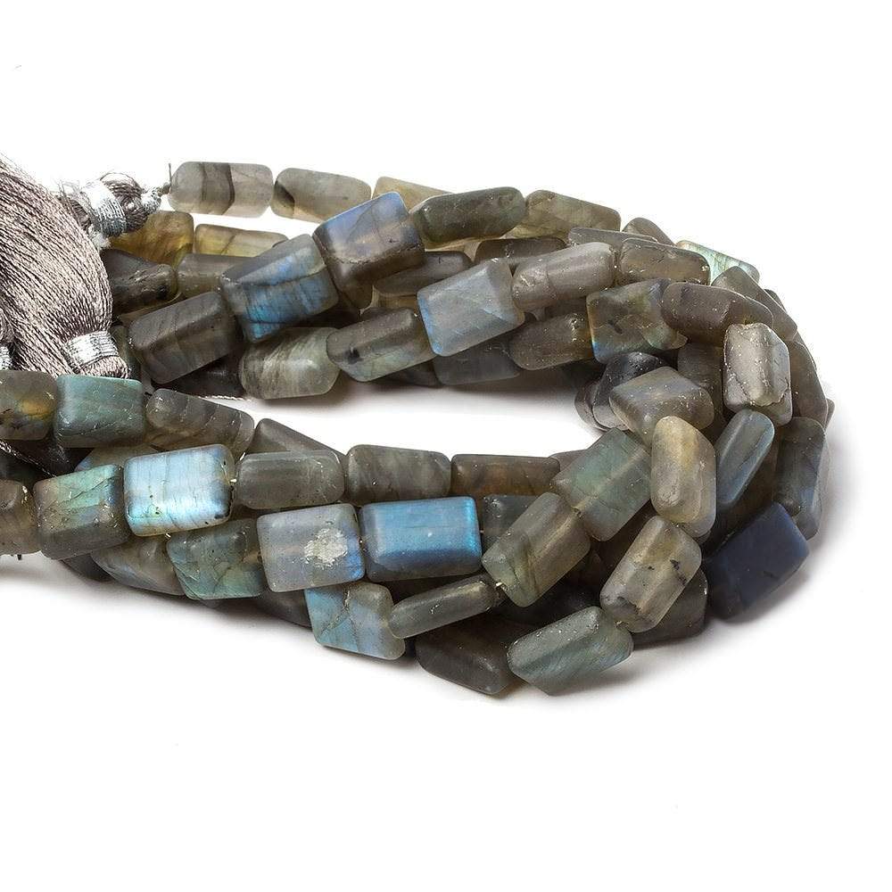 9x7-10x8mm Matte Labradorite plain rectangle beads 7.5 inch 17 pieces - Beadsofcambay.com