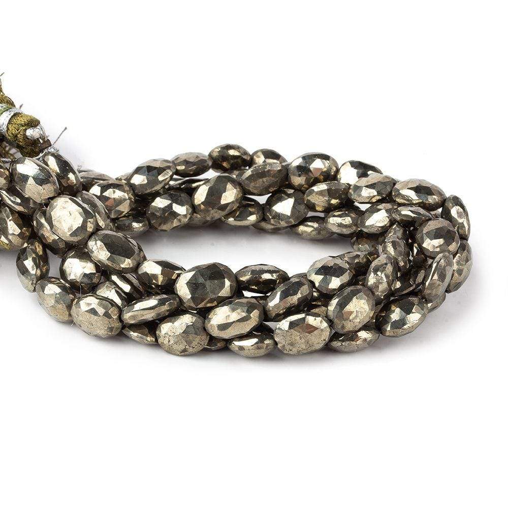 9x7-10x8mm Pyrite Straight Drilled Faceted Ovals 8 inch 21 beads - Beadsofcambay.com