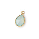 9x7-10x8mm Vermeil Bezel Sea Green Chalcedony Faceted Pear Pendant 1 piece - Beadsofcambay.com