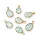 9x7-10x8mm Vermeil Bezel Sea Green Chalcedony Faceted Pear Pendant 1 piece - Beadsofcambay.com
