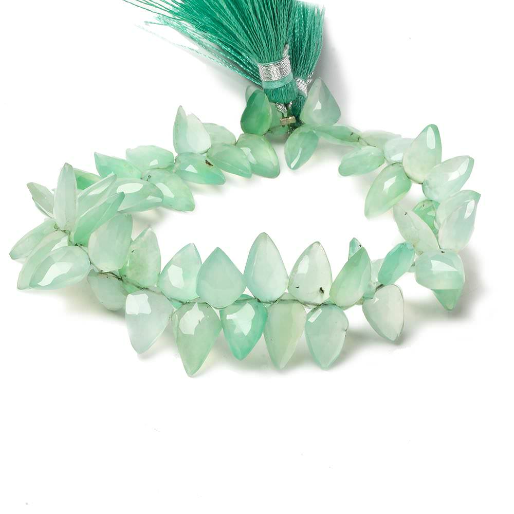 9x7-11x6mm Chrysoprase shoulder drilled faceted pears 8 inch 58 beads - Beadsofcambay.com