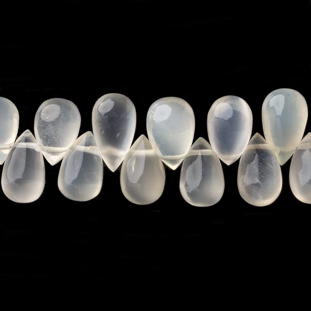 9x7-11x6mm Off White Moonstone Plain Tear Drop Beads 7.5 inch 50 pcs - Beadsofcambay.com