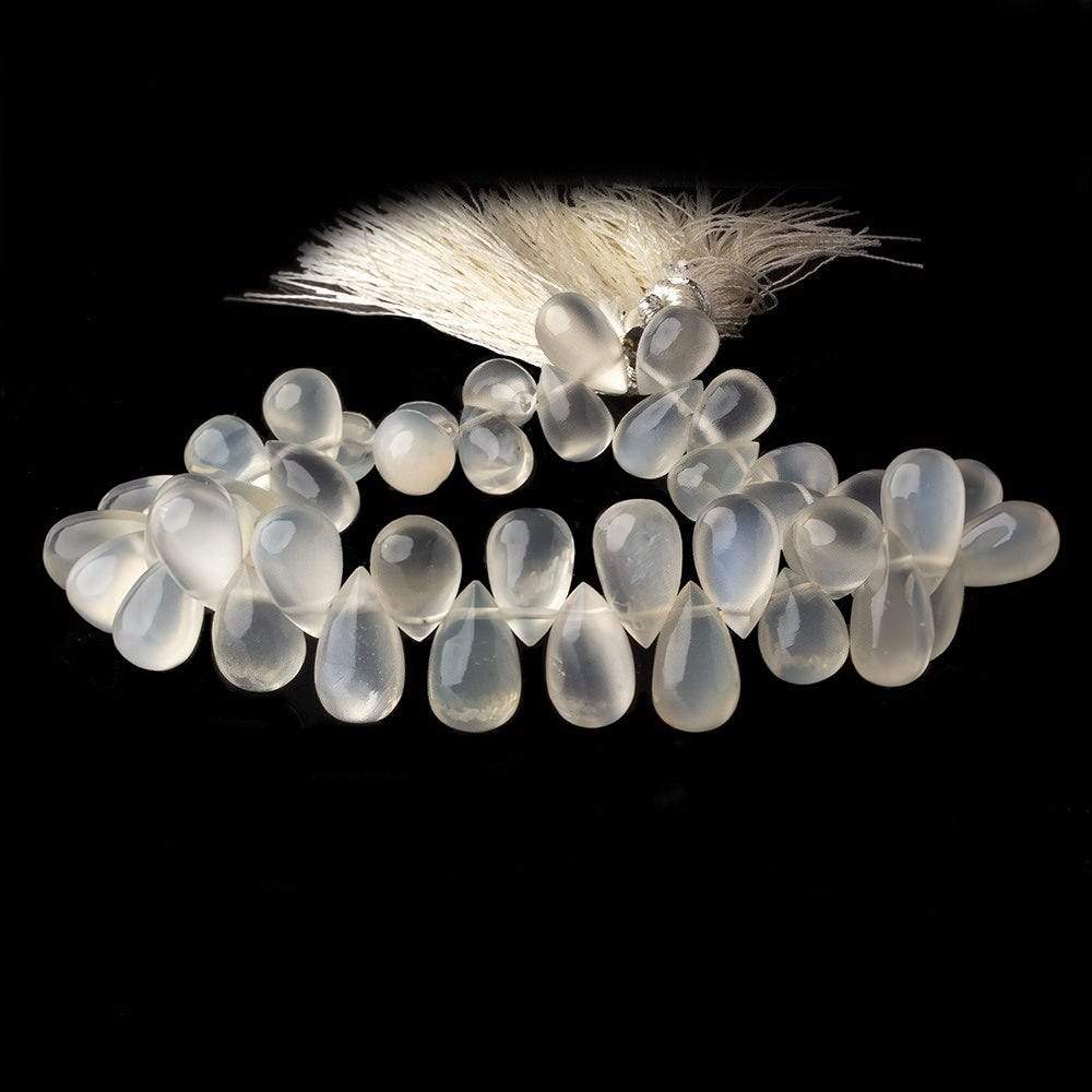 9x7-11x6mm Off White Moonstone Plain Tear Drop Beads 7.5 inch 50 pcs - Beadsofcambay.com