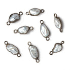 9x7-11x7mm Black Gold Leafed White Keshi Freshwater Pearl connector 1 piece - Beadsofcambay.com