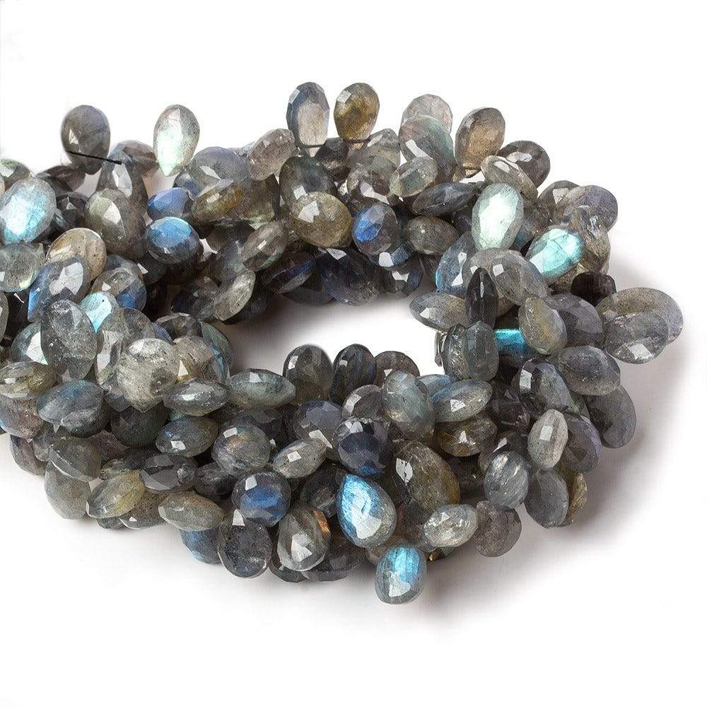 9x7-11x7mm Labradorite Faceted Pear Beads 9 inch 55 pieces - Beadsofcambay.com