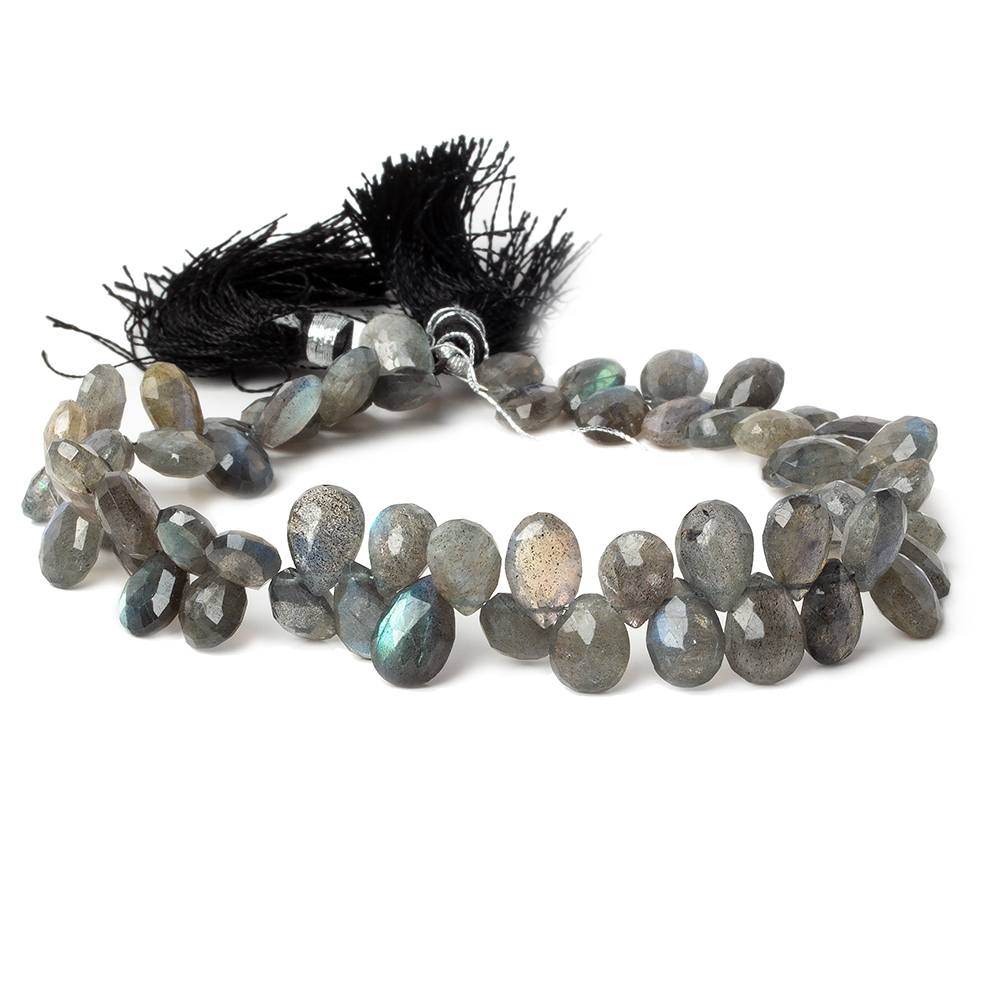 9x7-11x7mm Labradorite Faceted Pear Beads 9 inch 55 pieces - Beadsofcambay.com