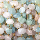 9x7-11x7mm Multi Beryl plain nugget Vermeil Chain by the foot 24 pcs - Beadsofcambay.com