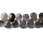 9x7-11x7mm Platinum Grey Moonstone faceted pears 8 inch 49 beads - Beadsofcambay.com