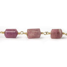 9x7-11x7mm Rubelite Tourmaline Plain Cylinder Tube Vermeil Chain by the foot 18 pieces - Beadsofcambay.com