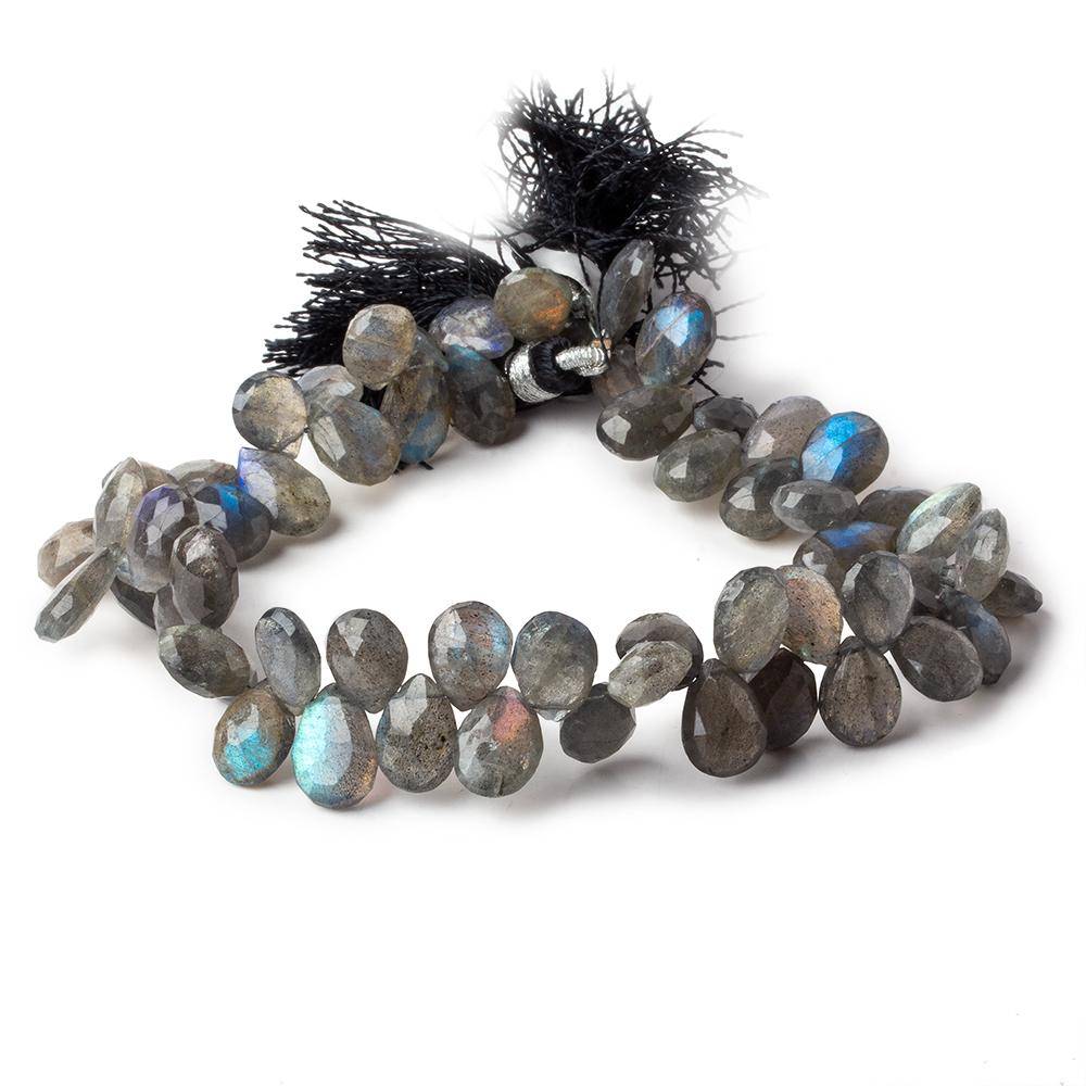 9x7-11x8mm Labradorite Faceted Pear Briolette Beads 9 inch 60 pieces - Beadsofcambay.com