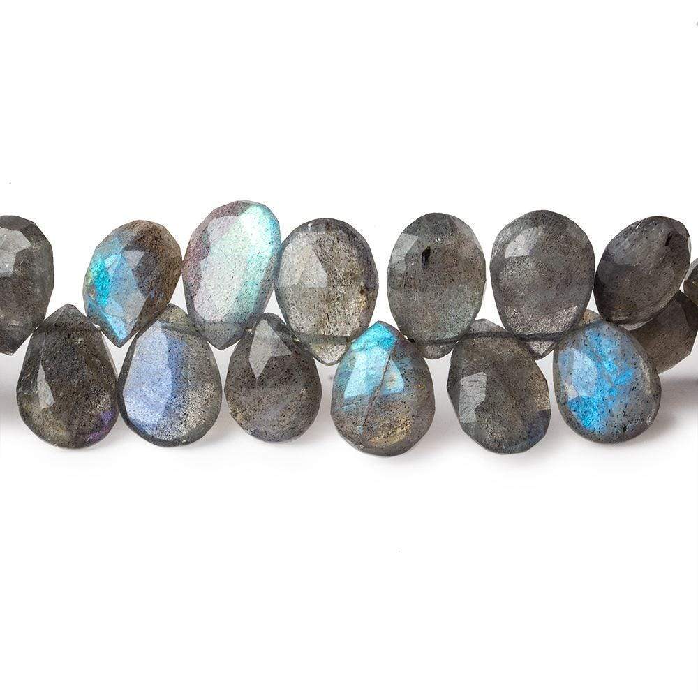 9x7-11x8mm Labradorite Faceted Pear Briolette Beads 9 inch 60 pieces - Beadsofcambay.com