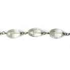 9x7-11x8mm Prasiolite faceted oval Black Gold .925 Chain by the foot 21 beads - Beadsofcambay.com