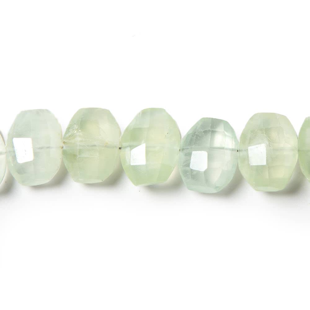 9x7-11x8mm Prehnite side drilled Faceted Cushion Beads 6 inch 18 pieces - Beadsofcambay.com