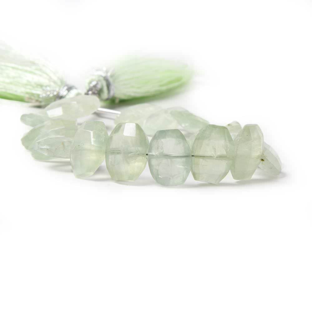 9x7-11x8mm Prehnite side drilled Faceted Cushion Beads 6 inch 18 pieces - Beadsofcambay.com