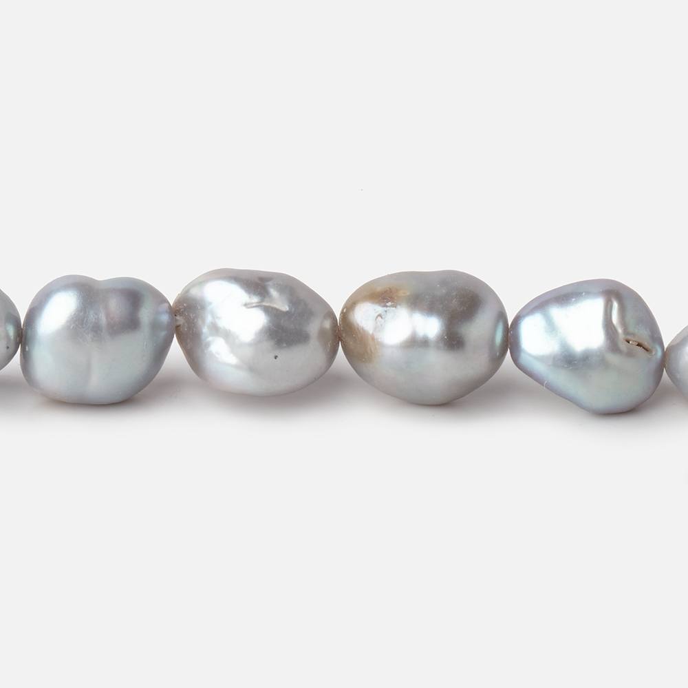 9x7-11x8mm Silver Keshi Straight Drilled Freshwater Pearls 16 inch 36 Beads - Beadsofcambay.com