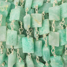 9x7-11x9mm Amazonite Bevel Faceted Rectangle Silver plated Chain by the foot 18 beads - Beadsofcambay.com