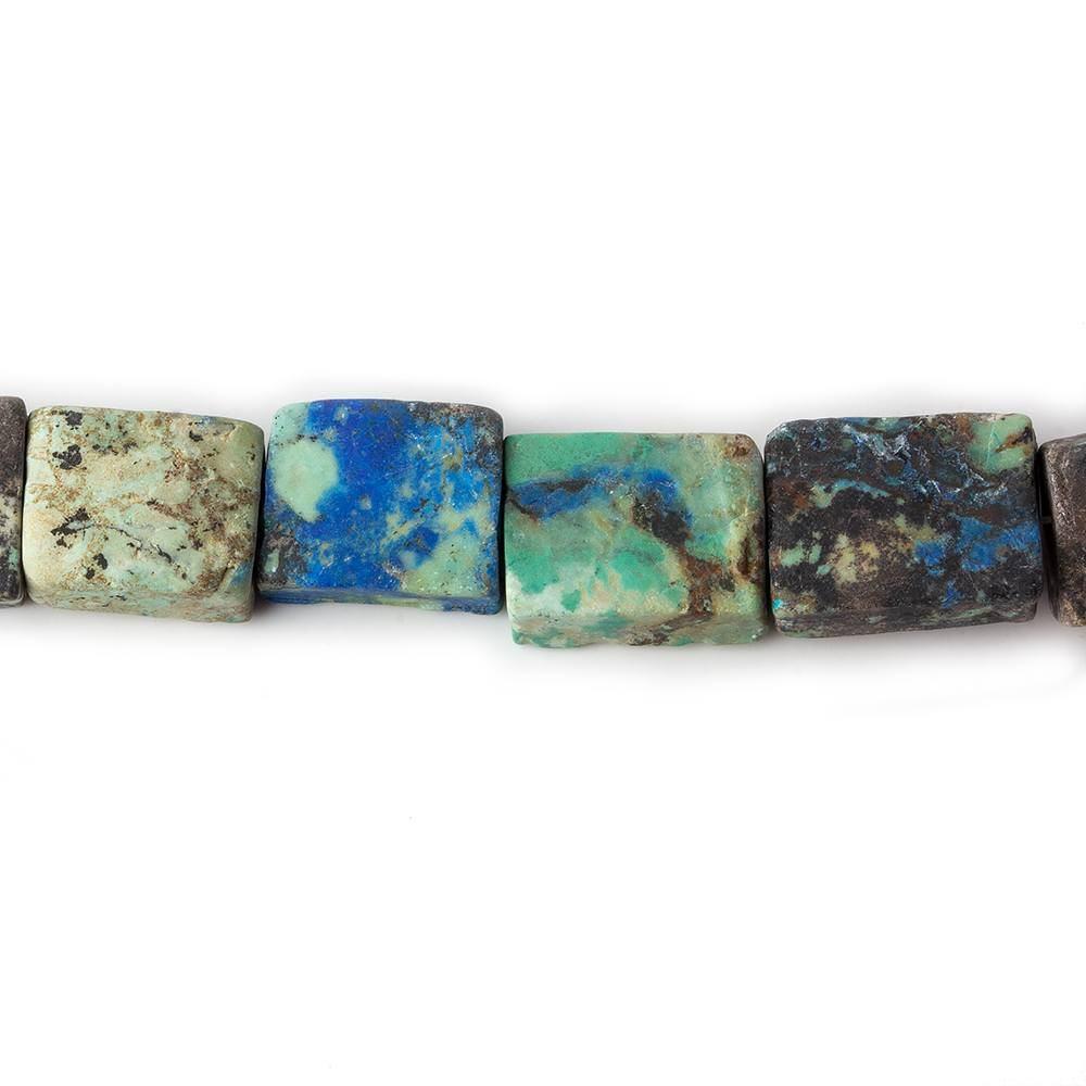 9x7-12x10mm Frosted Chrysocolla plain rectangle Beads 7.5 inch 16 pieces - Beadsofcambay.com