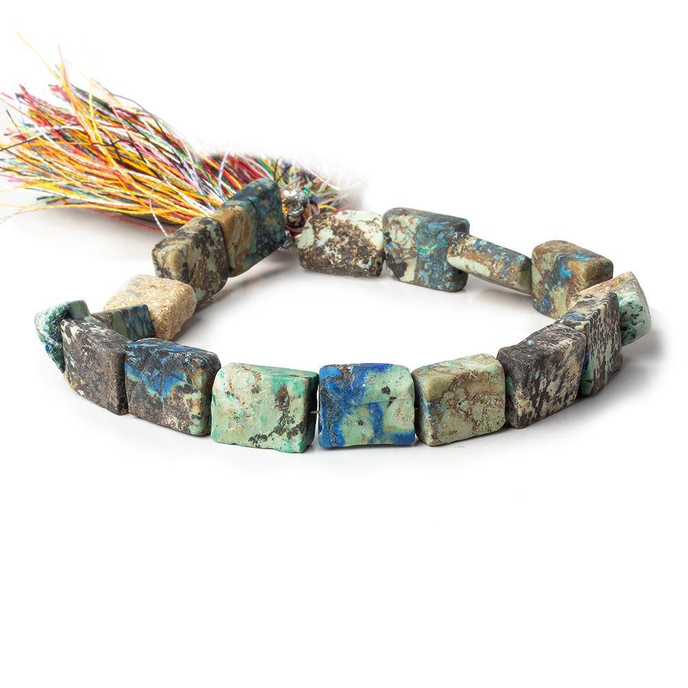 9x7-12x10mm Frosted Chrysocolla plain rectangle Beads 7.5 inch 16 pieces - Beadsofcambay.com