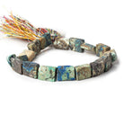 9x7-12x10mm Frosted Chrysocolla plain rectangle Beads 7.5 inch 16 pieces - Beadsofcambay.com