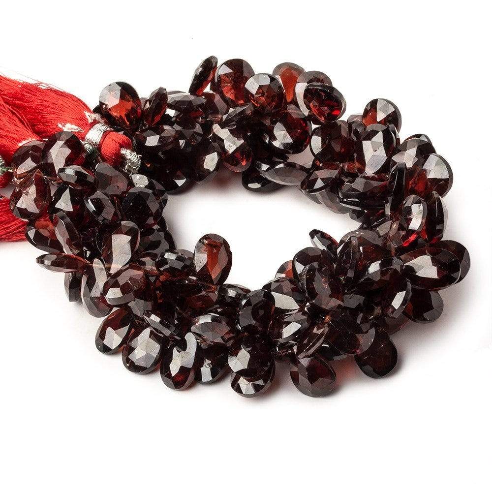 9x7-12x8mm Garnet Faceted Pear Beads 8 inch 56 pieces - Beadsofcambay.com