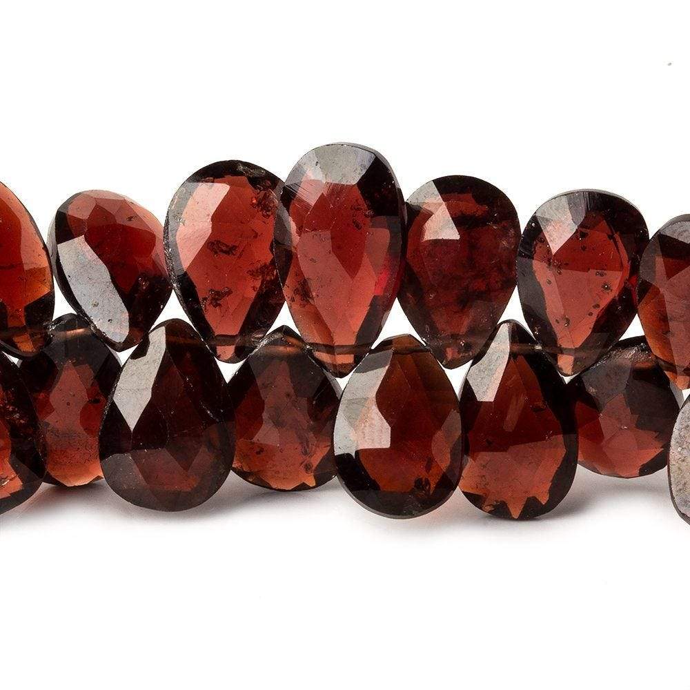 9x7-12x8mm Garnet Faceted Pear Beads 8 inch 56 pieces - Beadsofcambay.com